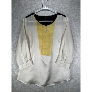 The Limited Blouse Size Small Long Sleeve Colorblock Blue Yellow White Polyester